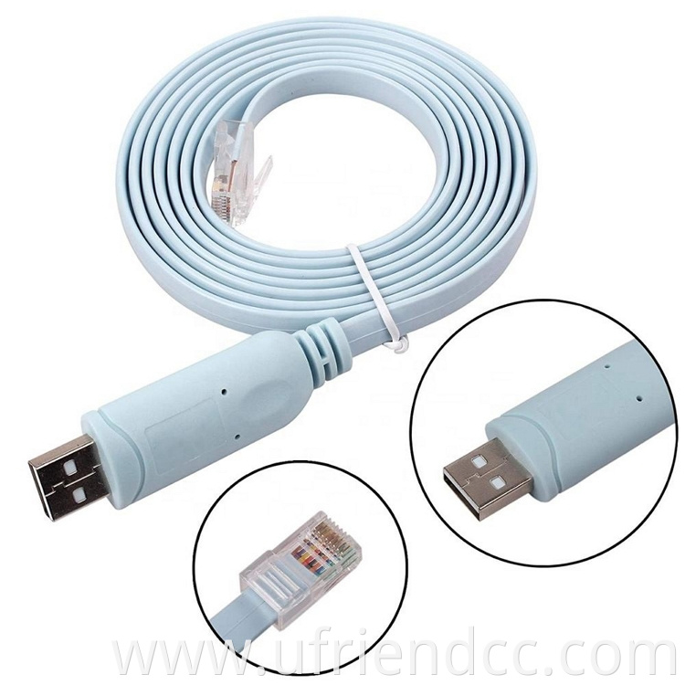 Dongguan hot sale high quality ftdi USB to 8P8C console cable USB A male head for PC and router switch RJ45 male head BF-ACCA Roges, CE